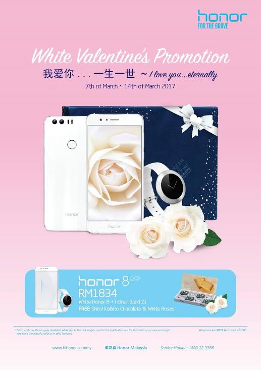 Honor 8 Pearl White for White Valentine’s Day