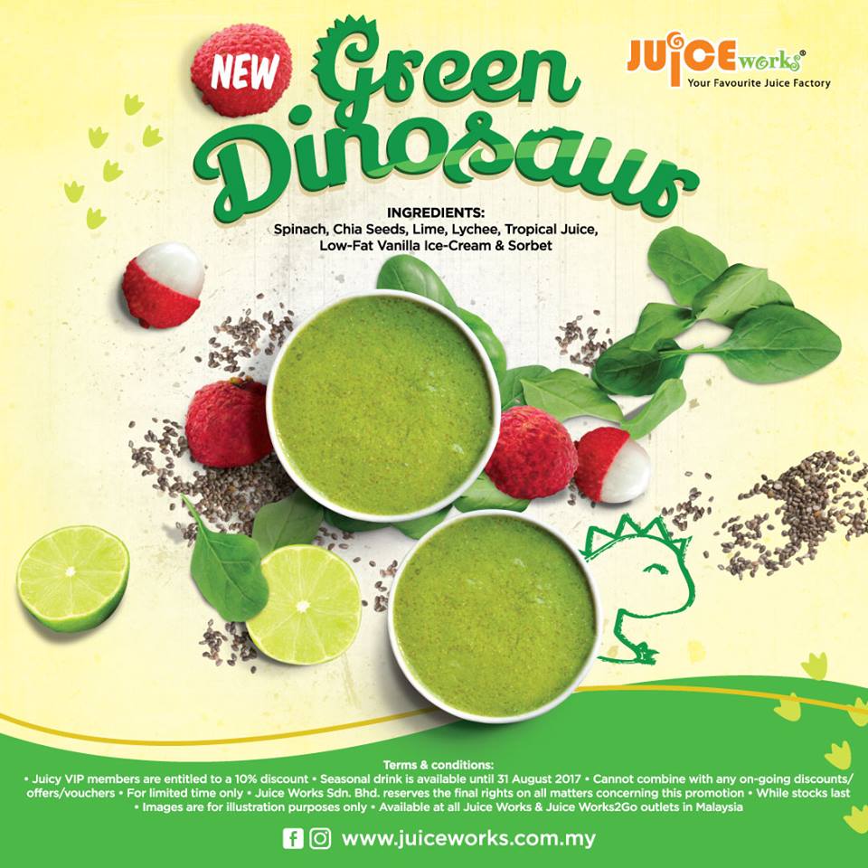 Juice Works - The Green Dinosaur is in Town!