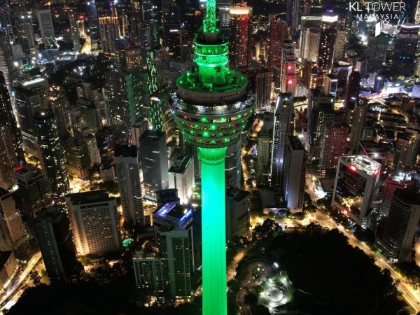 Kuala Lumpur Tower Glows Green